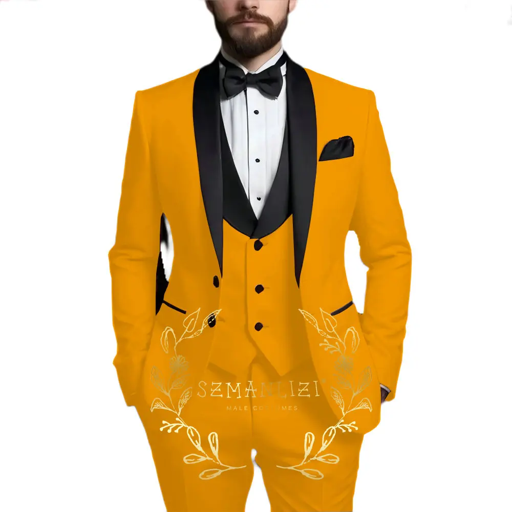 Light Green Men's Suit Costumes 3 Pieces Blazer Vest Pants Wedding Tuxedo Formal Male Suit for Wedding Business Groomsmen Prom