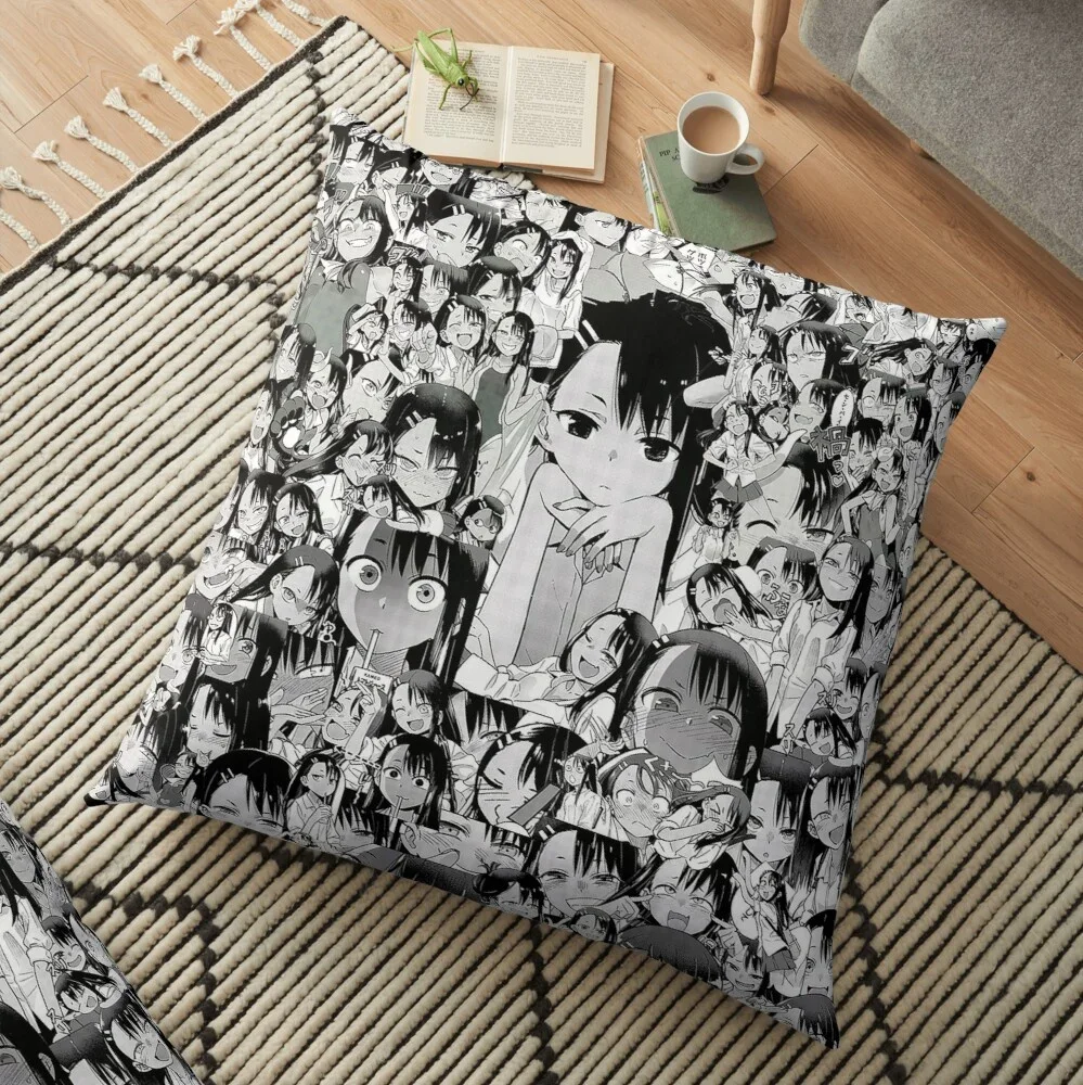 Ijiranaide Nagatoro San Nagatoro Face Collage Pattern Pillow Case Sofa Bed Home Decor Back Cushion Fashion Accessories Gifts