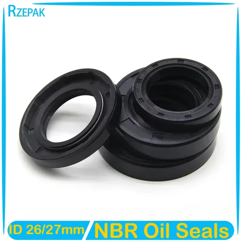 2/5pcs NBR Oil Seal ID 26/27mm TC-26/27*34/35/37/38/47/48/52/55*6/7/8/10mm Nitrile Rubber Shaft Double Lip Oil Seals Gasket