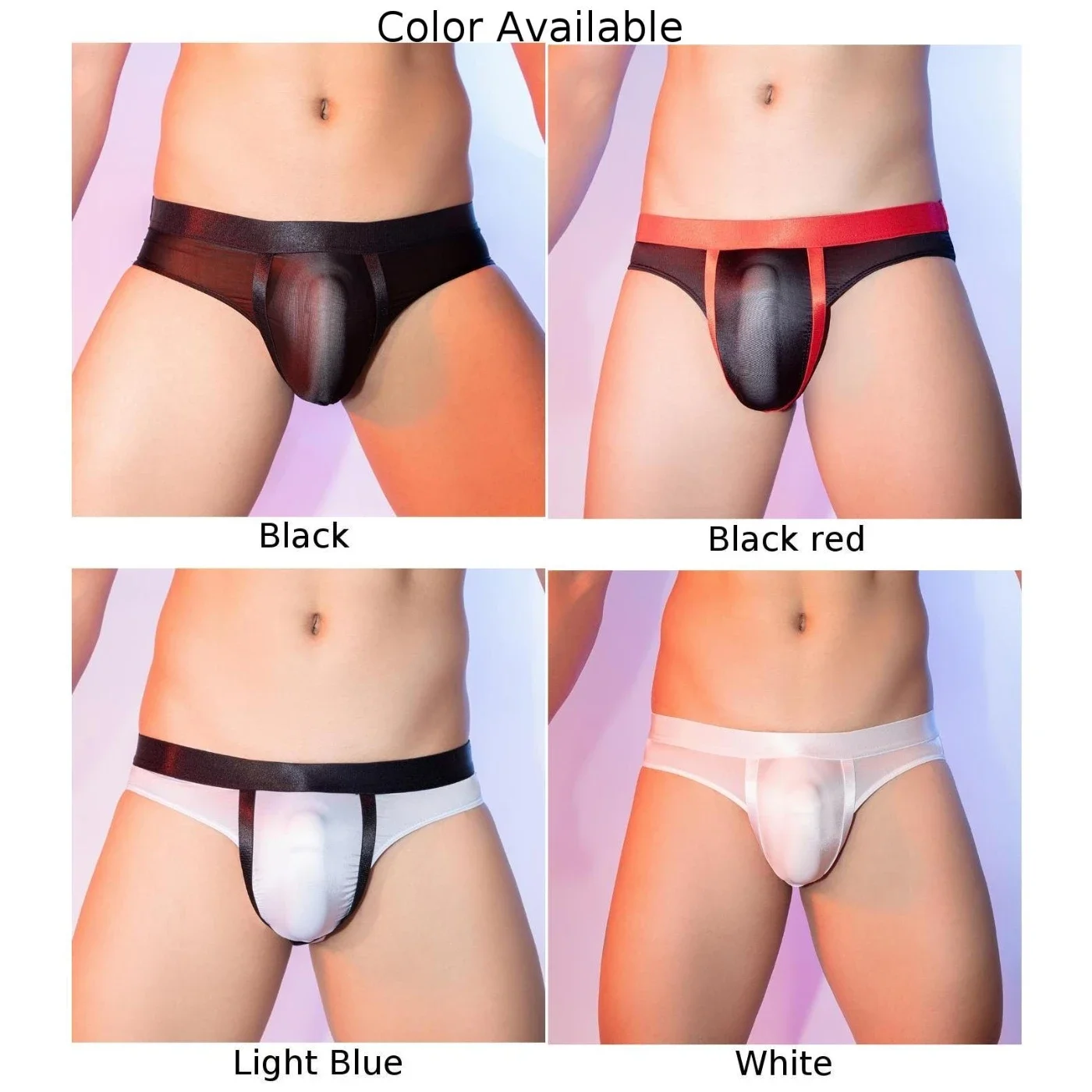 Men\'s Sexy Oil Shiny Glossy Underwear Pouch Thongs G-string Seamless Briefs Breathable Underpants Elastic Knickers