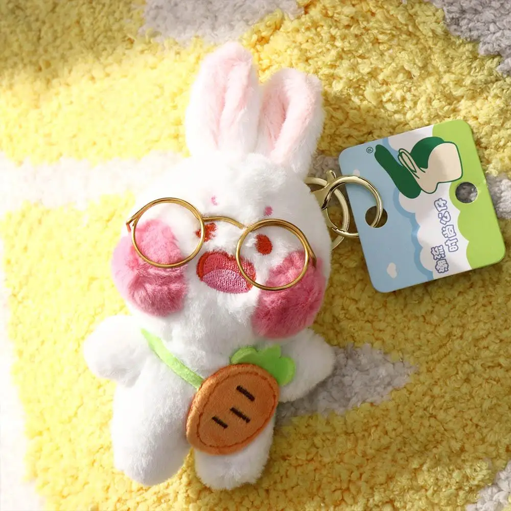 Glasses Rabbit Plush Rabbit Pendant Radish Hyaluronic Acid Glasses Rabbit Toy Lalafanfan Rabbit Korean Style Birthday Gift