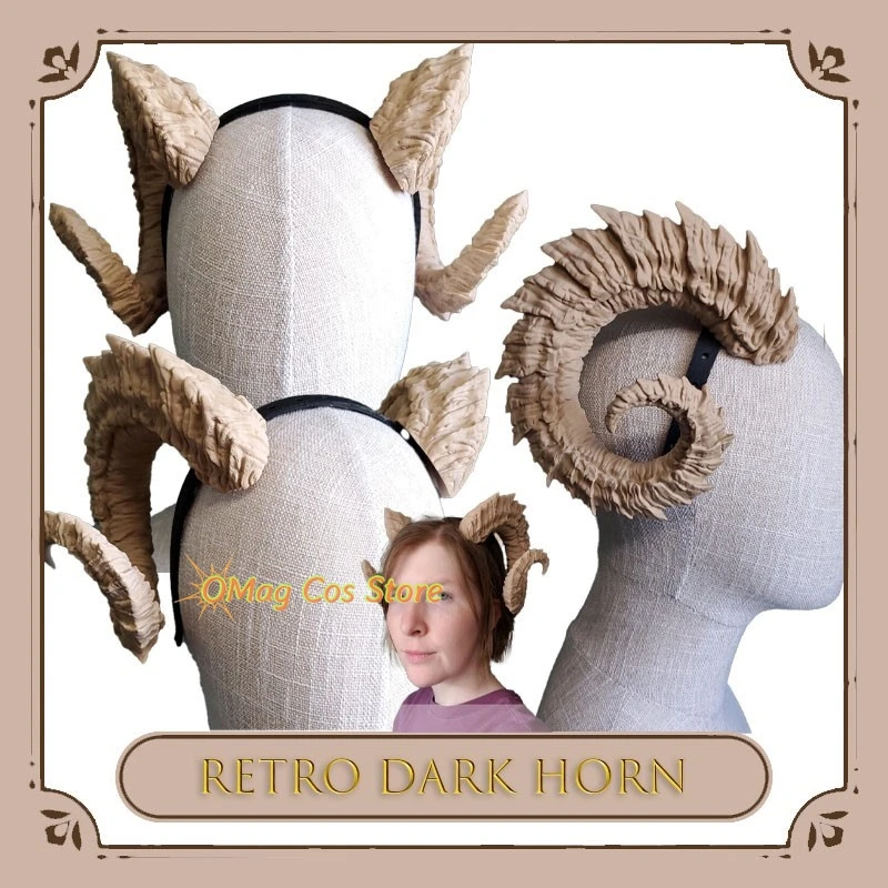 

Handmade Sheep Horn Headband Hairband Accessory Demon Evil Gothic Lolita Cosplay Halloween Headwear Prop Retro Dark Style Snake
