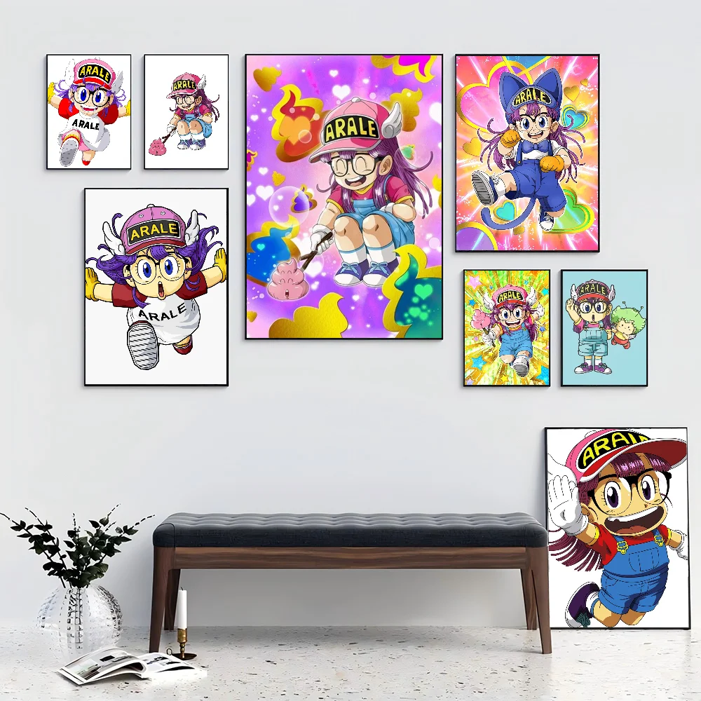 1pc Cartoon Dr Slump A-Arale Movie Poster Self-adhesive Art Waterproof Paper Sticker Coffee House Bar Room Wall Decor