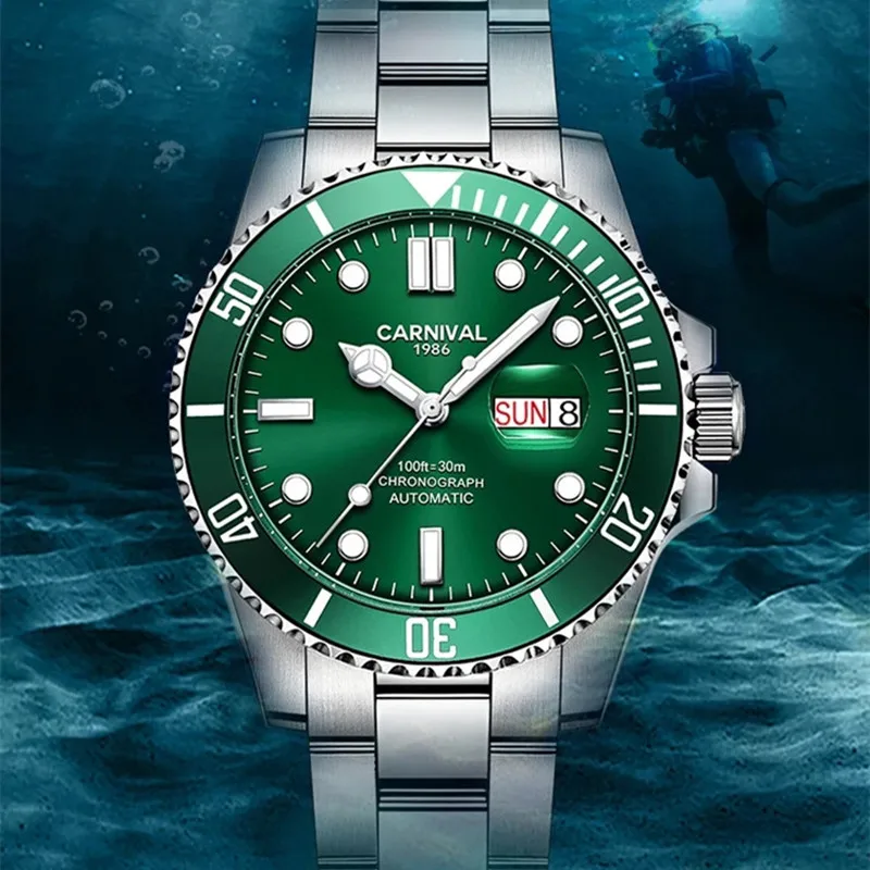

Relogio Masculino CARNIVAL Brand Military Watches Men Luxury Waterproof Fashion Luminous Automatic Mechanical Wrist Watch Clock