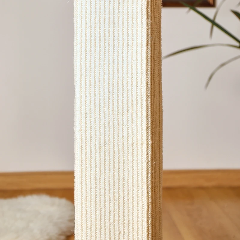 Tall Cat Scratching Post with Natural Sisal Rope Wooden Base Cat Scratcher Vertical Climbing Pole Indoor Cat Furniture