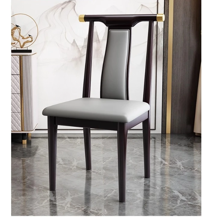 New Chinese solid wood dining chair home soft bag chair leisure restaurant light luxury durable stool hotel hotel chair