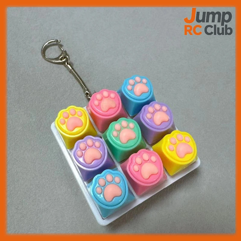 

Тестер клавишных переключателей для клавиатуры в форме кошачьей лапки из силикона цвета макарон, антистрессовый брелок-игрушка, милый настольный симулятор кнопки, подарок
