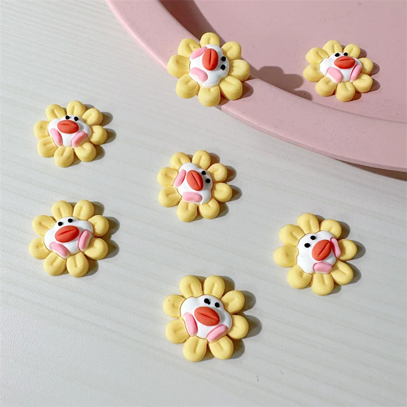 20pcs Cute sunflower soft plastic jewelry accessories DIY hair ornaments shoes cream glue phone case patch decorative materials