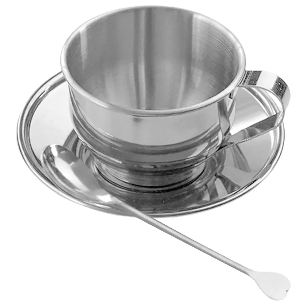 

Saucer Coffee Cup and Set Stainless Steel Milk Tea Folding Espresso Cups with Travel Reusable Mug