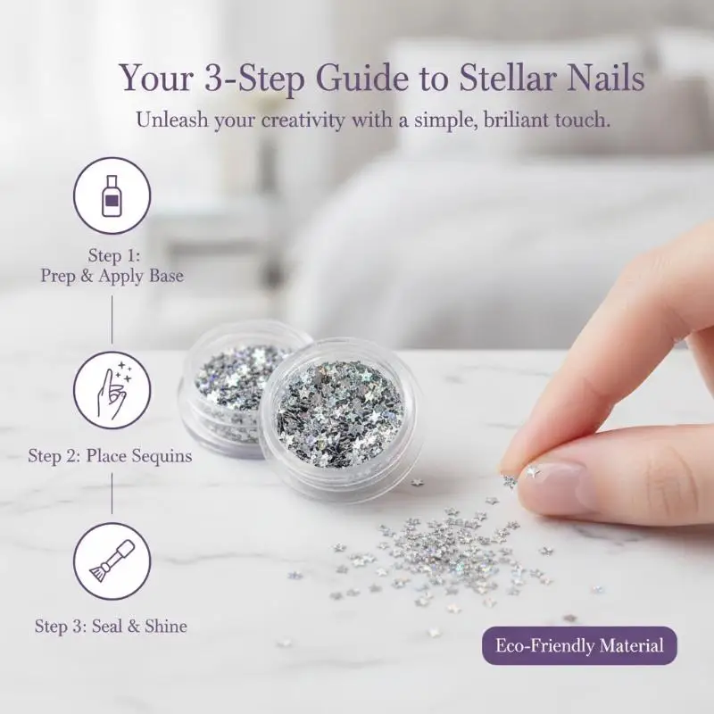 1 Box Shiny Mini 1mm Five-Pointed Star Nail Accessories Handmade Wearable Nail Materials Decoration