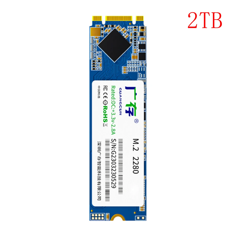 M.2 SATA III SSD SLC TLC Up to 500MB/s NGFF Internal Solid State Drive 1TB/2TB for Desktop/Mini Pcs