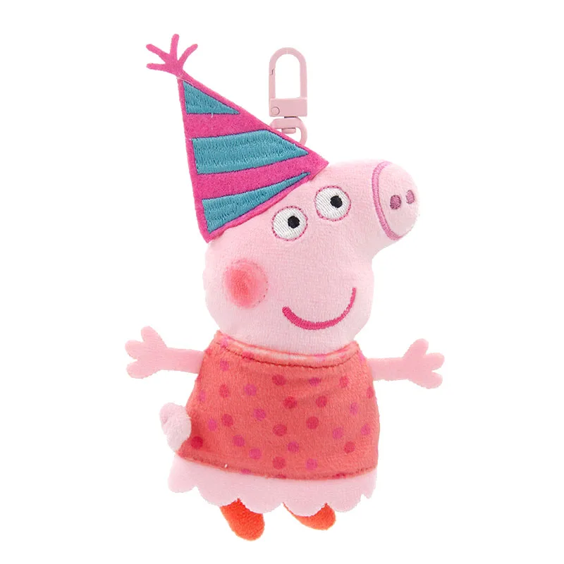 Genuino 13cm Peppa Pig George Pig peluche Kawaii llavero de muñeca cerdo decoración de la habitación del hogar vacaciones cumpleaños niños juguete para regalo