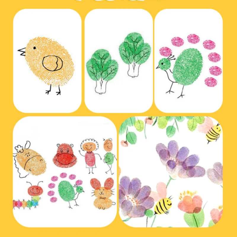 7 Colors Creative Finger Drawing Stationery Colored Ink Pad DIY Graffiti Finger Sponge Print Painting Seal Stamp Ink Pad