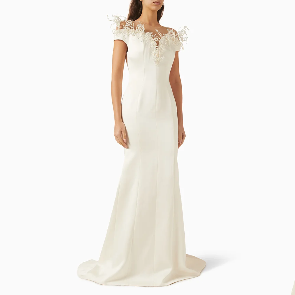 

Роскошное вечернее платье-русалка в пол для женщин, индивидуальный пошив, с открытыми плечами, расшитое бисером, без рукавов, для вечеринок