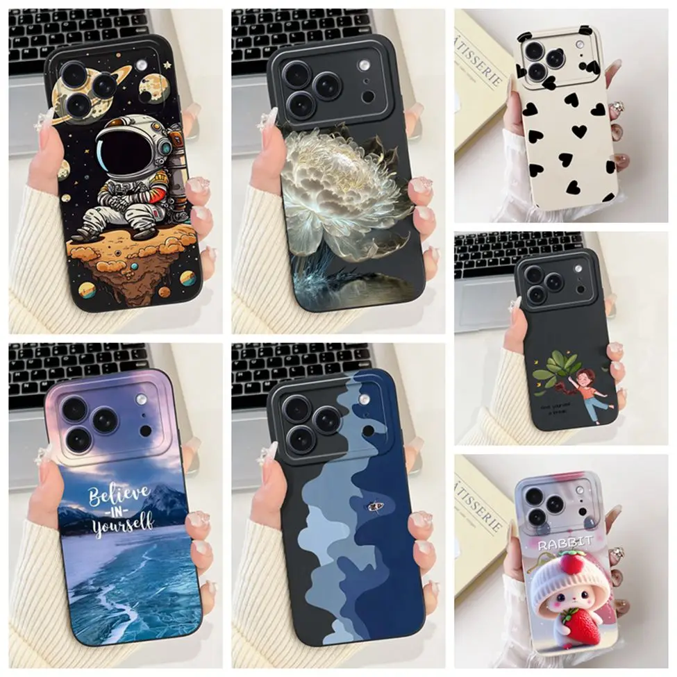 

Силиконовый чехол с роскошными цветами для iPhone 17 Pro, милый кавайный забавный окрашенный чехол для iPhone 17 Pro, чехол для телефона A3256 A3522 A3523 A3524