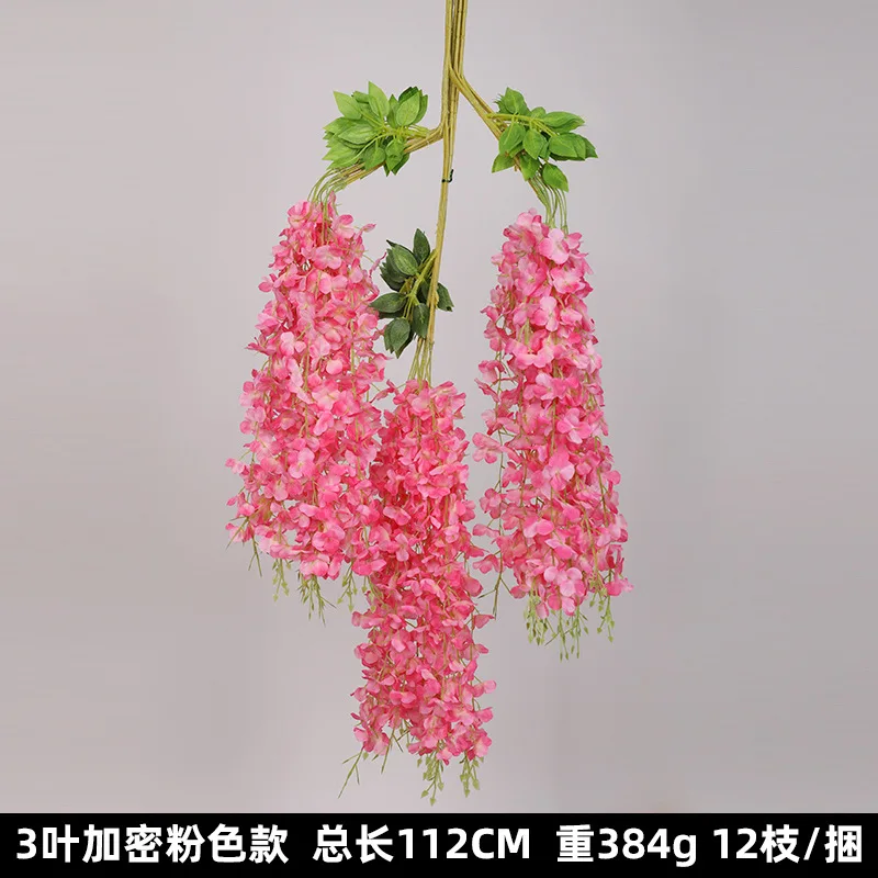 Simulation Wisteria Long Vine for Christmas, Hanging Decoration, Hotel Corridor Stage Setting, Artificial Flowers, 112cm