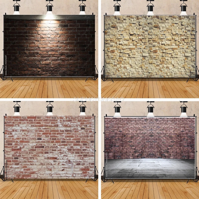 Texture Of a Perfect Black Brick Wall With Cracks And Defects Photography Background Portrait Photo Studio Backdrops Prop QZ-04