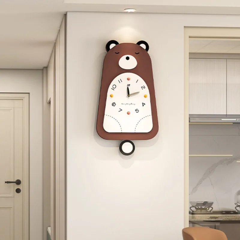 Modern Creativity Cute Bear Design Wall Clocks Luxury Aesthetic  Decorative Living Room Bedroom Clock Watch Silence Home Decor