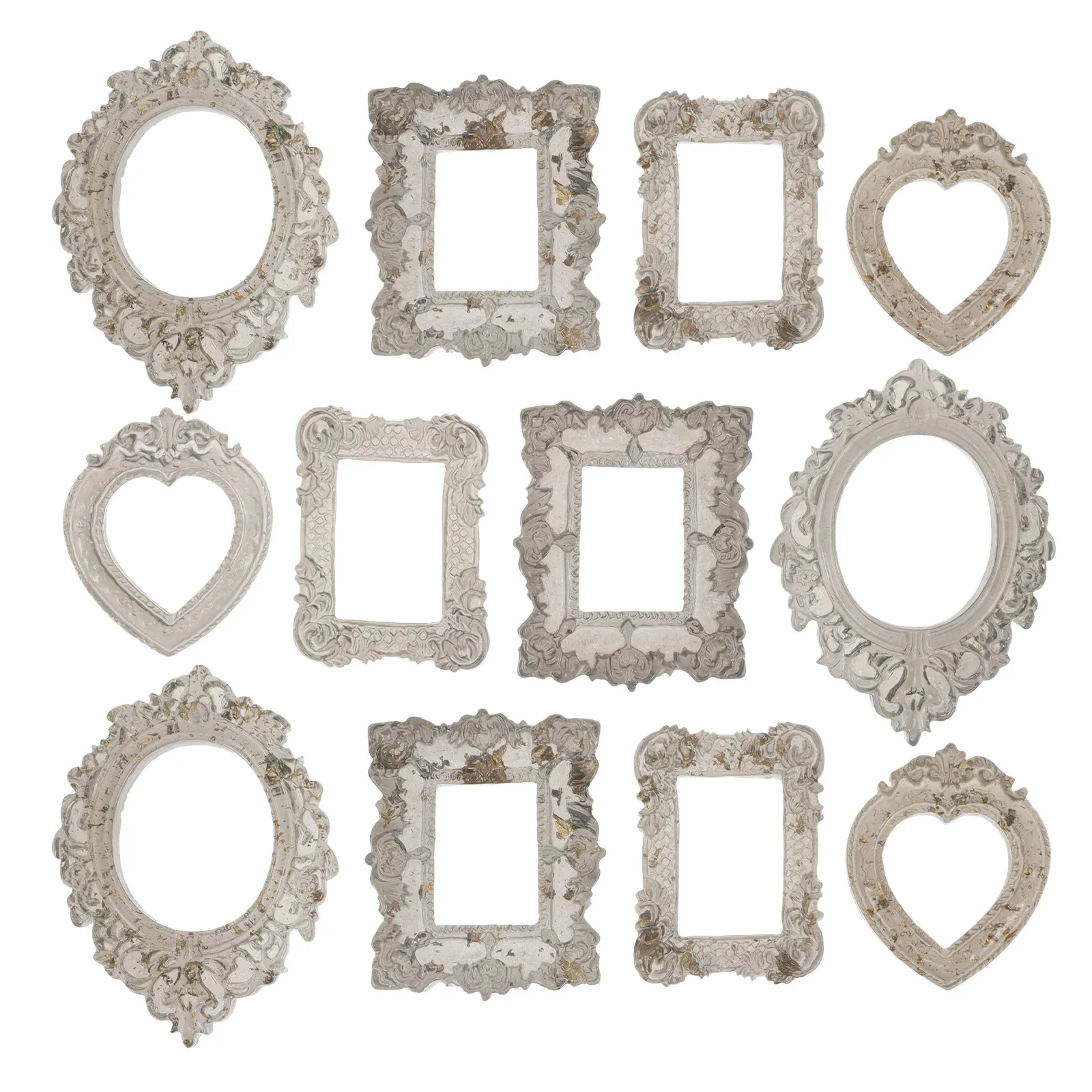 

24 миниатюрные винтажные рамки в стиле барокко из смолы и дерева для фотографий, аксессуары для кукольного домика, деревенский креативный игровой набор