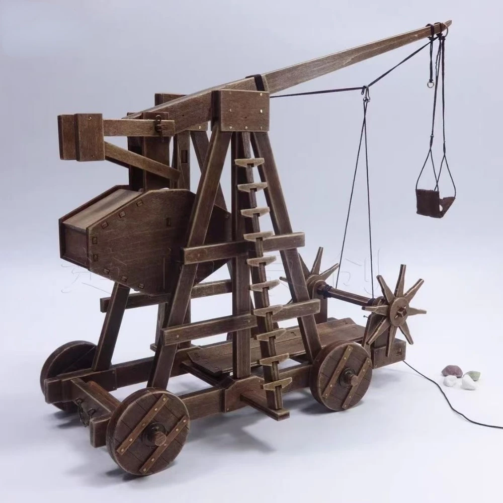 

Classic Ancient Chariots The Age of Empires Model Kits Mangonel Trebuchet Front Rotary Wheel Model 3D Puzzle Need Assembly