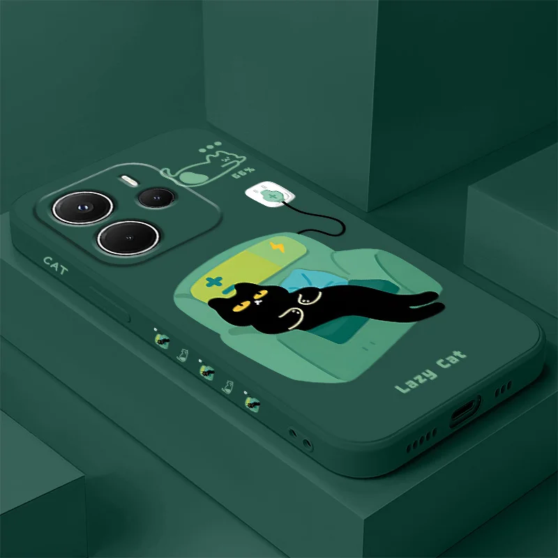 

Lazy Cat Phone Case For Xiaomi Redmi Note 14 13 12 12S 11 11S 10 10S 9 9S 14C Pro Plus 4G 5G Liquid Silicone Cover