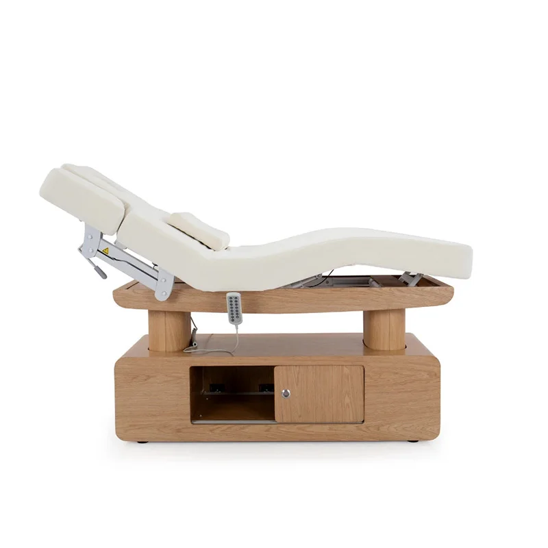 The latest fashionable style white wooden base with storage massage table can be used in a variety of scenarios