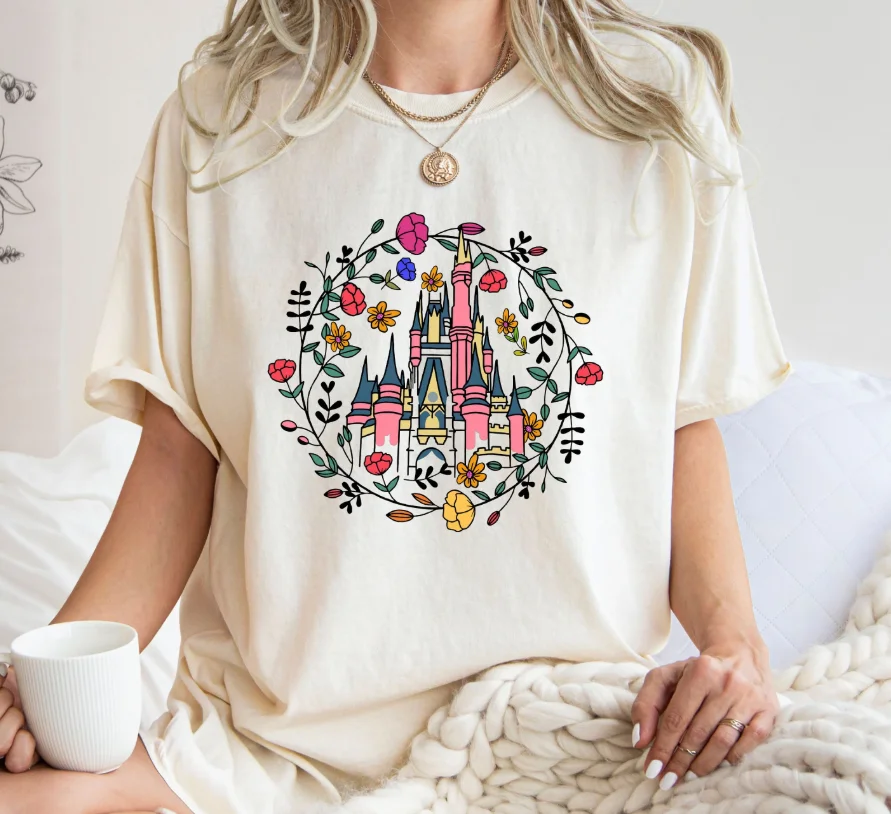 

Magic Kingdom Castle Shirt Princess Castle Shirt Floral Castle Shirt Disney Magical Castle Tee Magical Vacation Shirt