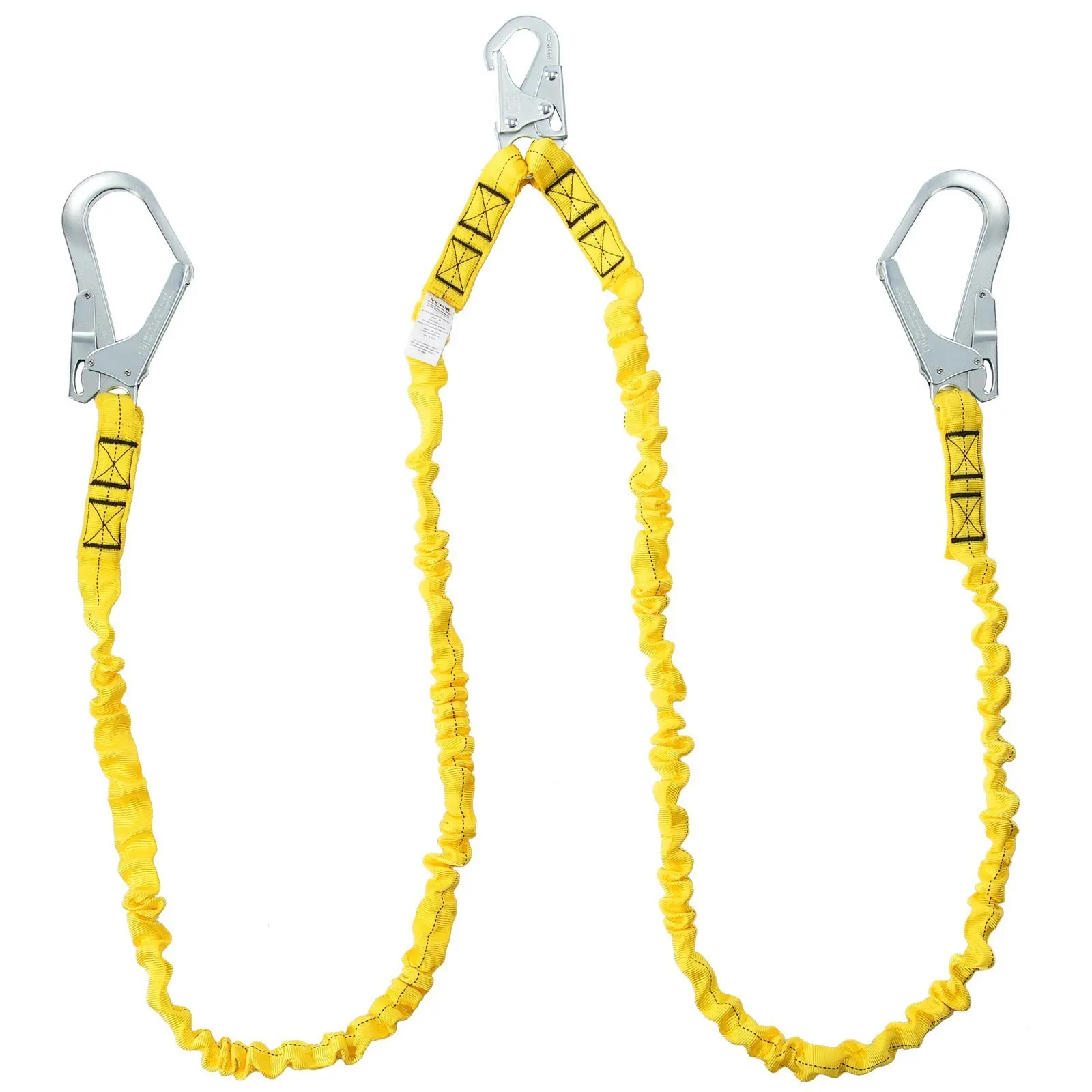 38mm Safety Lanyard 6ft(1.83m) Fall Protection Lanyard 2 Hooks Yellow