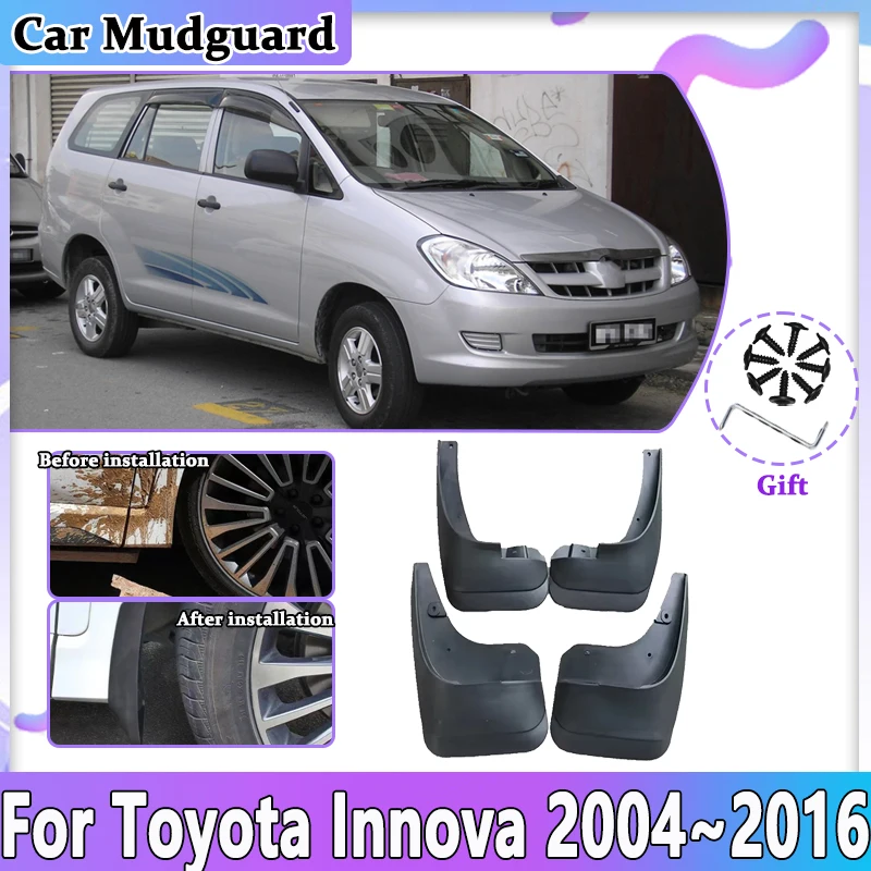 For Kijang Toyota Innova AN40 2004~2016 Car Mudguards Mudflaps Splash-proof Mud Guards Flap Front Rear Wheel Fender Accessories