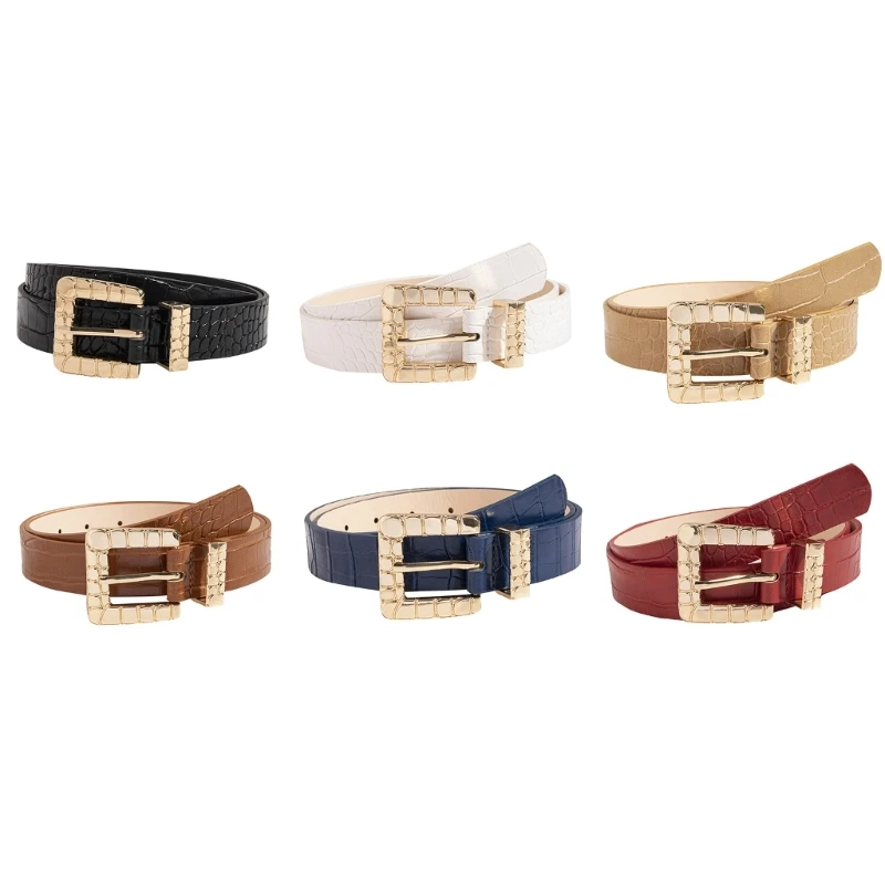 

Women Sqaure Buckle Waist Belt Patent Leathers Pin Buckle Waistband Casual Dress Belt Pants Belt Teens Girl Accessories