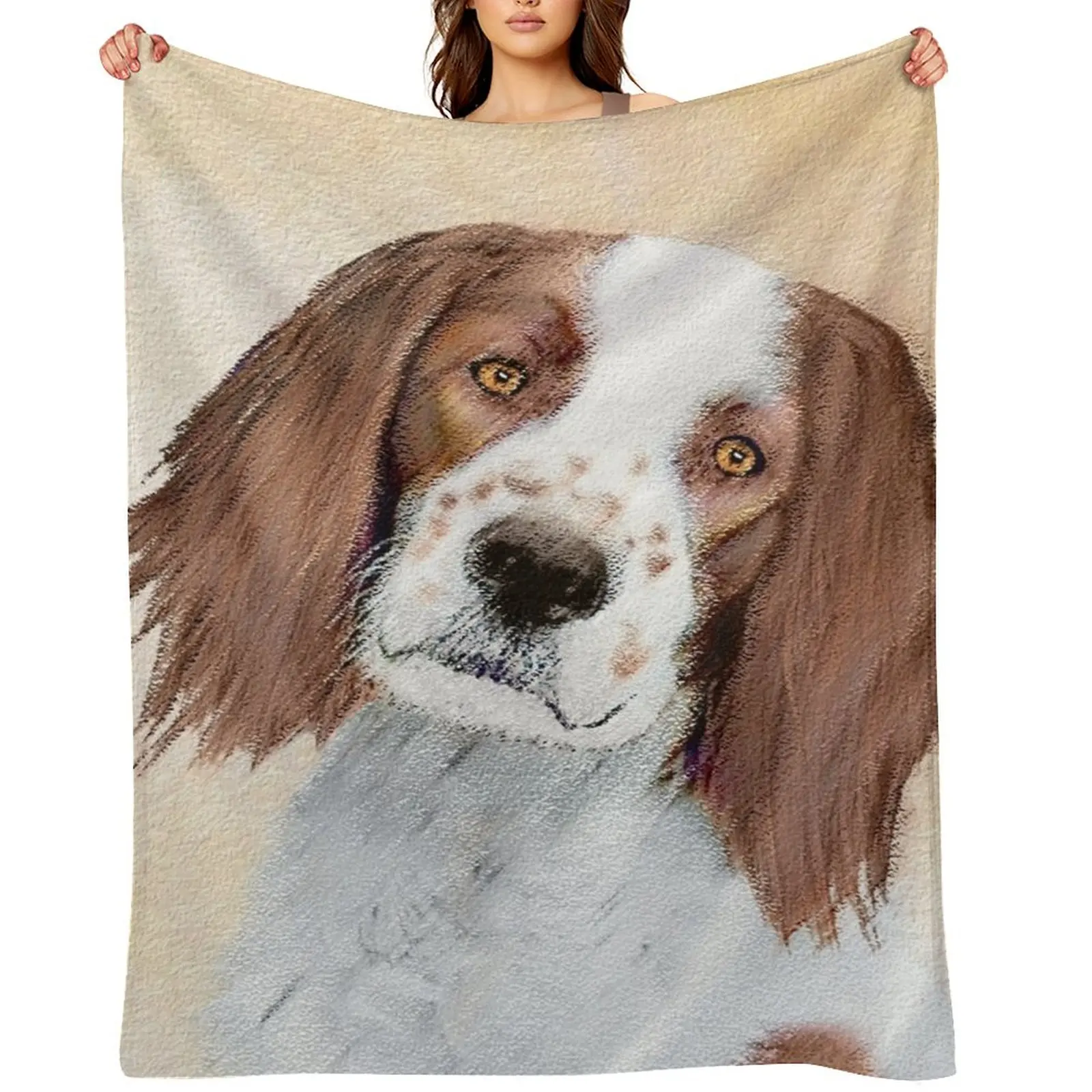 

Irish Red and White Setter Painting - Original Art Throw Blanket For Sofa Thin for babies Hair Baby Blankets