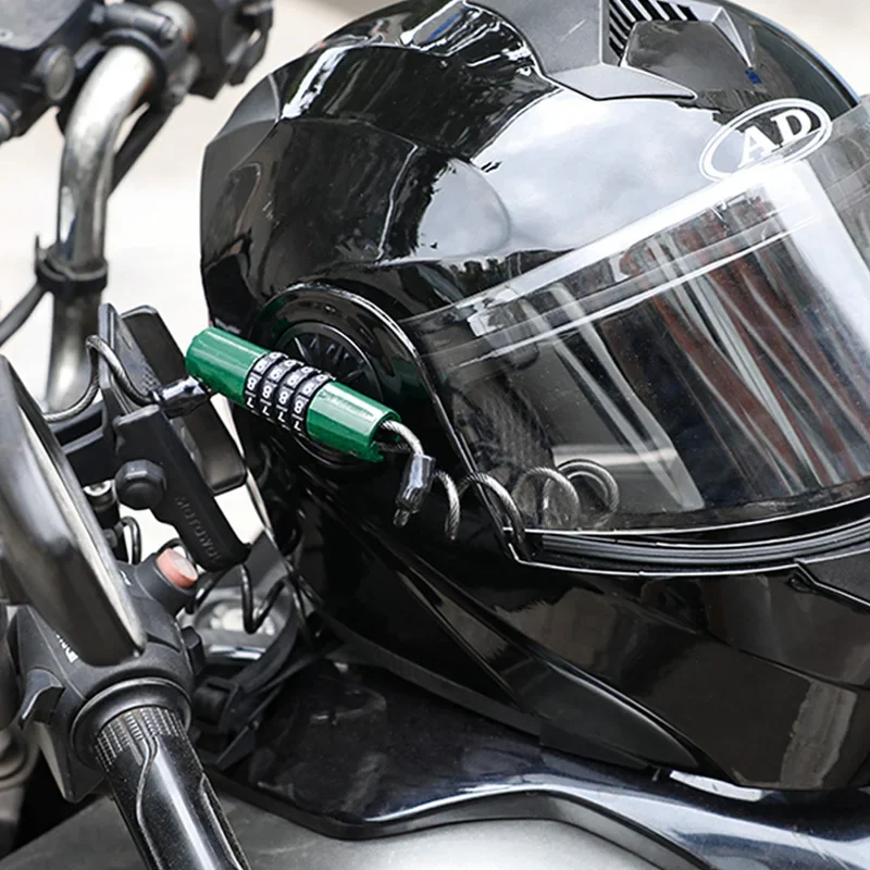 TOSUOD Motorrad Fahrrad Tragbares Diebstahlsicheres 4-stelliges Passwort-Helmschloss Zinklegierungsschloss PVC-Lederüberzug Stahlseilschloss – Detail 9