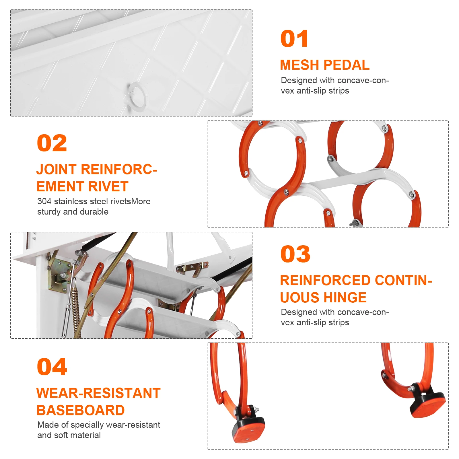 Attic Stairs Pull Down 12 Steps, 10.17FT Retractable Alloy Attic Folding Stairs Loft Ladder Wall Mounted with Pull Rod