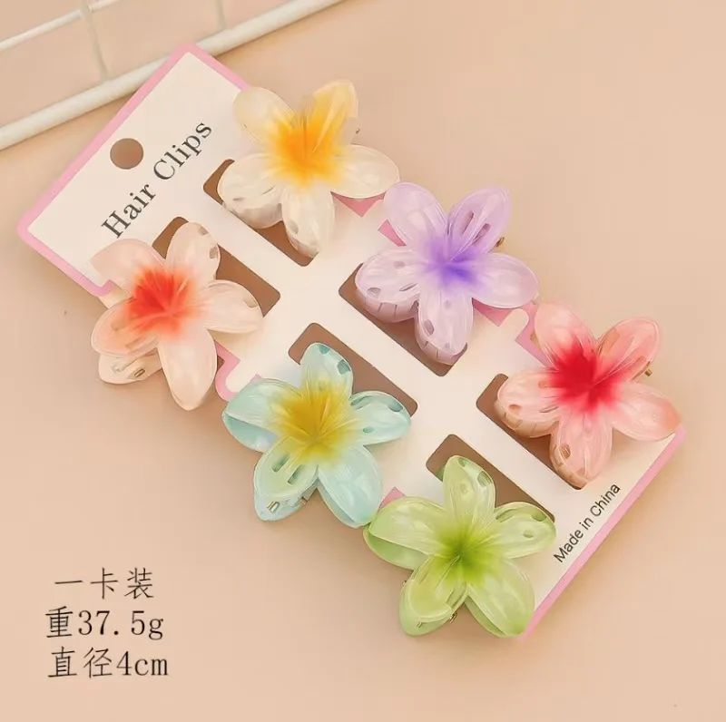 

6Pcs Fashion Colorful Transparent Flower Small Hair Claw Clips clamp Hairpin Barrette For Thick Thin Hair Accessories For Women