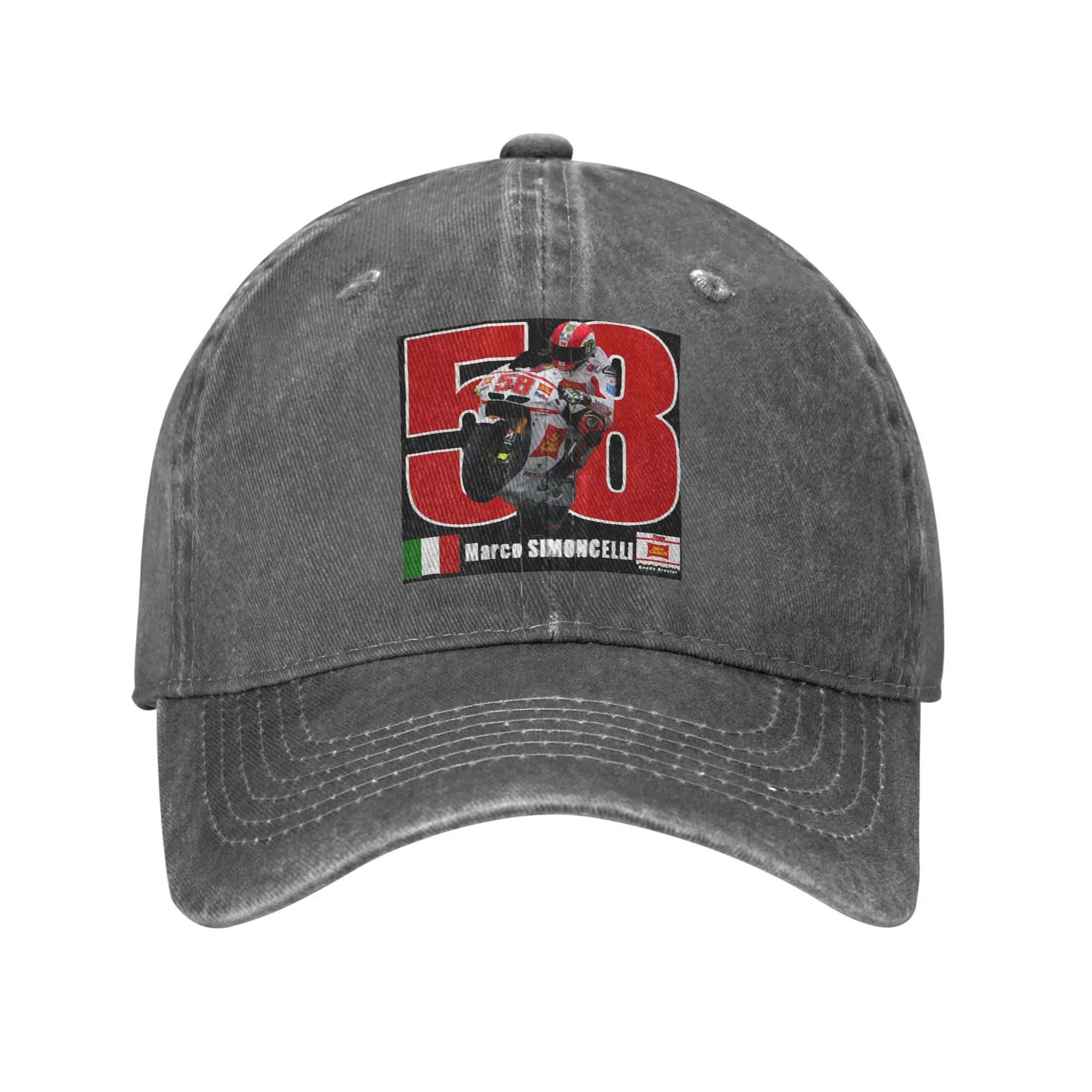 Marco Simoncelli 58 Super Sic Washed Denim Cap Casual Baseball Caps Adjustable Hat Summer Unisex Baseball Hats