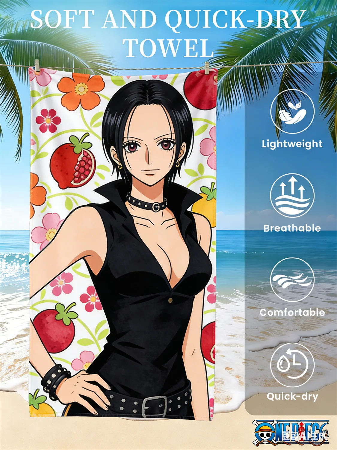 

One Piece Monkey D. Luffy Beach Towel, Anime Fans Exclusive Limited Edition Pirate Themed Bath Towel for Beach, Pool & Bathroom