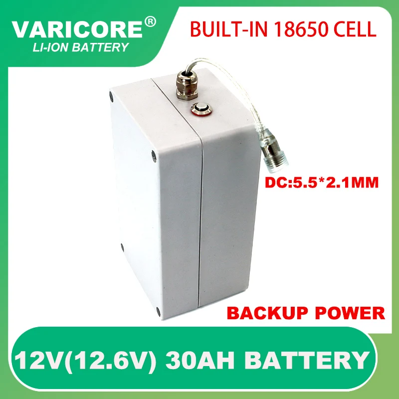 12V 30ah Năng Lượng Mặt Trời Giám Sát Pin Đèn Pin Lithium Camera Giám Sát 12.6V 30000MAh Sạc Dự Phòng Chống Thấm Nước