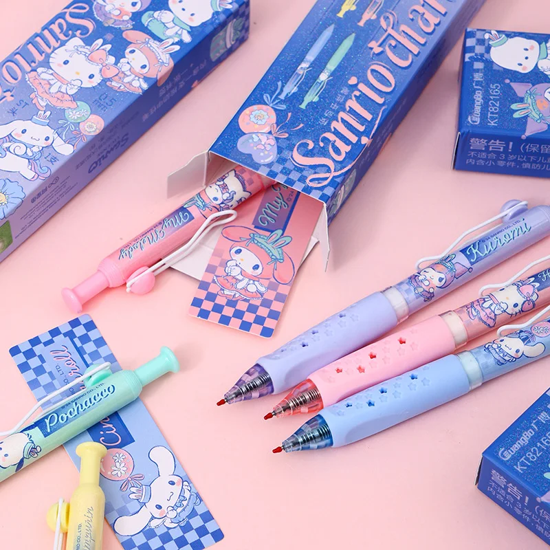 Authentic Sanrio Rabbit Series Cartoon Cute Hello Kitty Cinnamoroll Blue Boxed Black Gel Pen Student Stationery Set Wholesale.