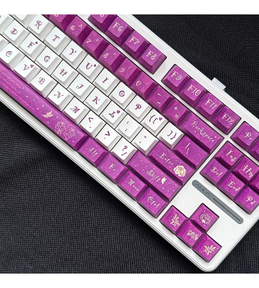 Original factory height mechanical keyboard cross shaft keycap red and blue camellia full heat sublimation