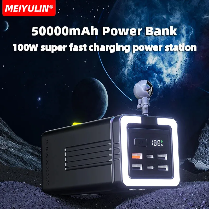 50000mAh Portable Power Bank 100W USB C PD Emergency Fast Charging External Spare Battery For IPhone 15 14 Xiaomi Samsung Laptop