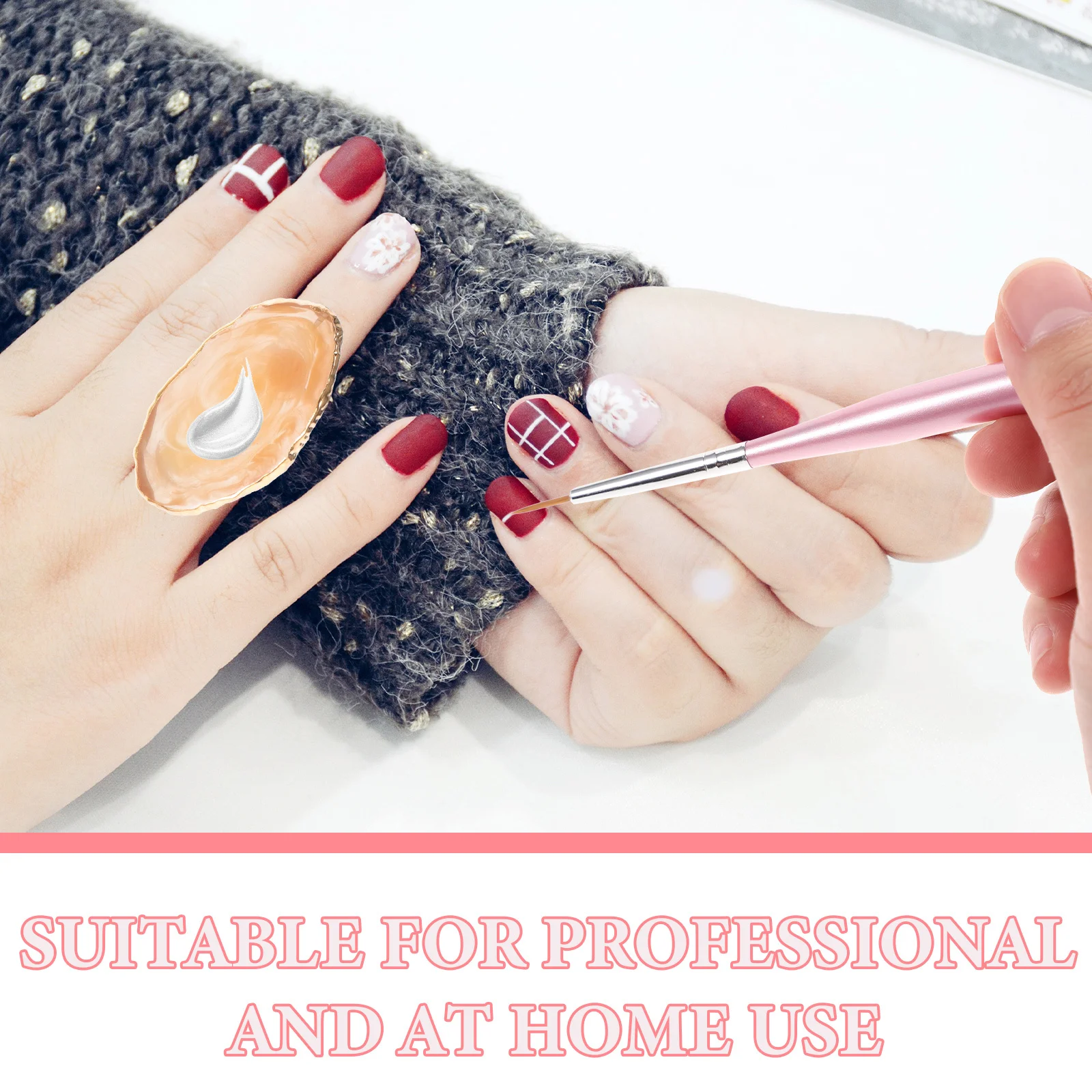 

6Pcs Resin Finger Ring Palette Nail Art Color Mixing Plate for DIY Nail Design Manicure Tools Ring Structure Holder