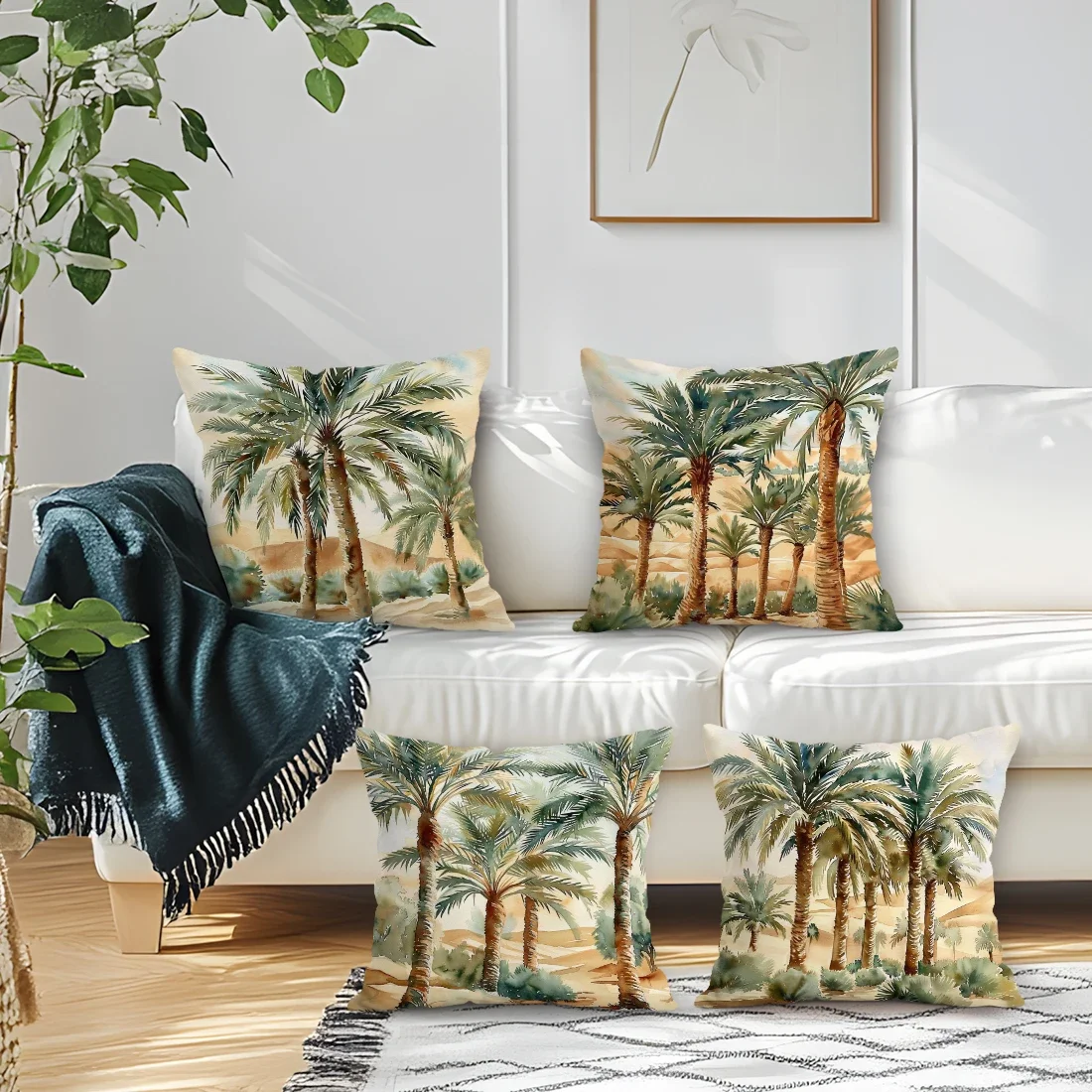 4Pcs Desert Palm Tree Cushion Covers Single-sided Printed 40/45/50CM Throw Pillow Case Cover Sofa Cushion Home Room Decor