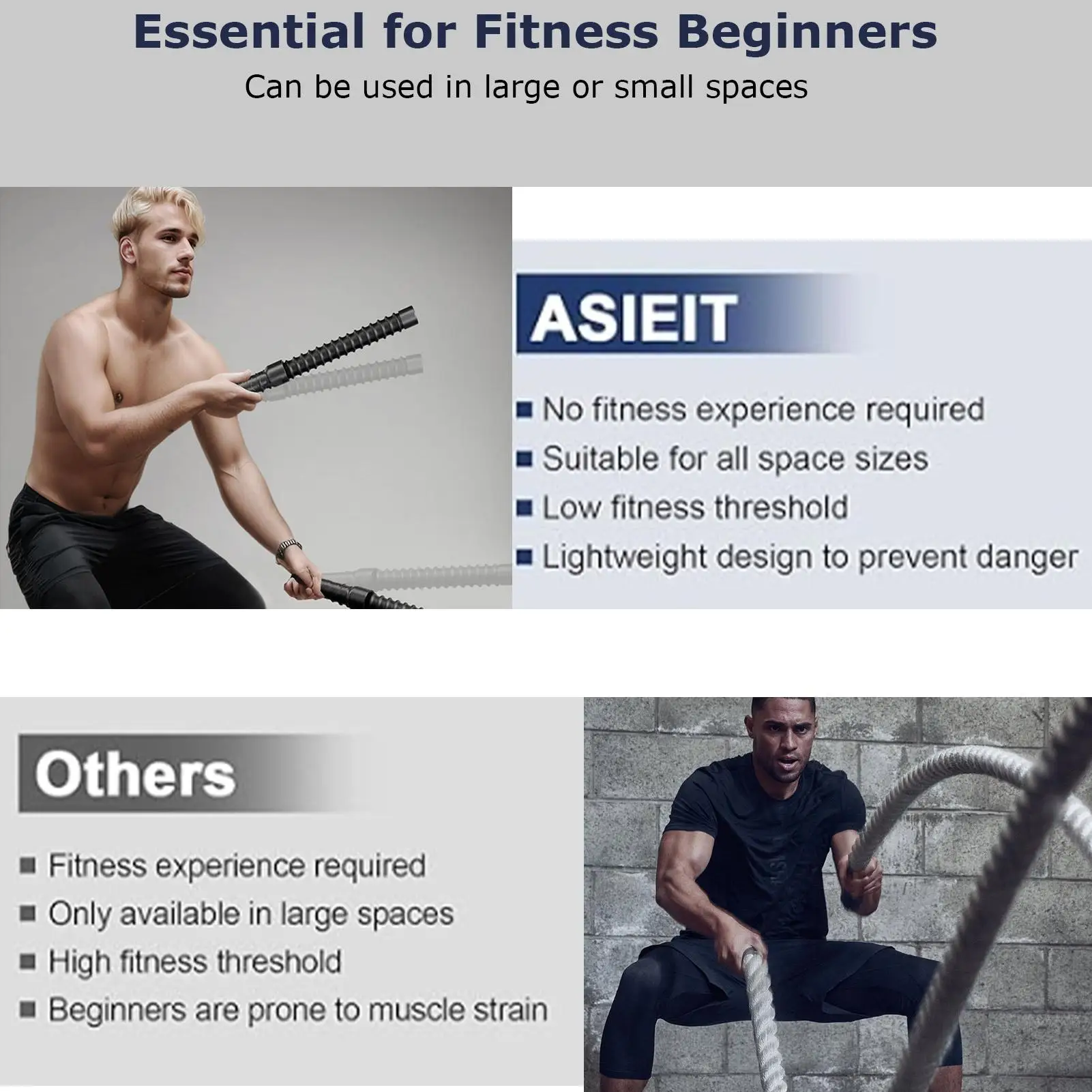 

Беспроводная боевая веревка, портативная утяжеленная силовая тренировка, оборудование для фитнеса, мужские и женские боевые веревки для взрослых, энтузиастов