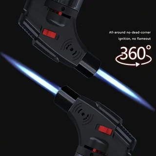 3pcs (no butane) transparent gas chamber lighter, outdoor windproof direct-flush lighter, 360° usable, with safety lock