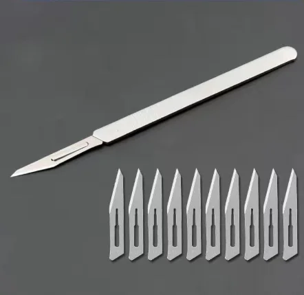 

11Pcs/Set Disposable Sterile Animal Surgical Scalpel Knife, Stainless Steel Hilt, Multi-Function Tools(10Pcs Blades With 1 Hilt)