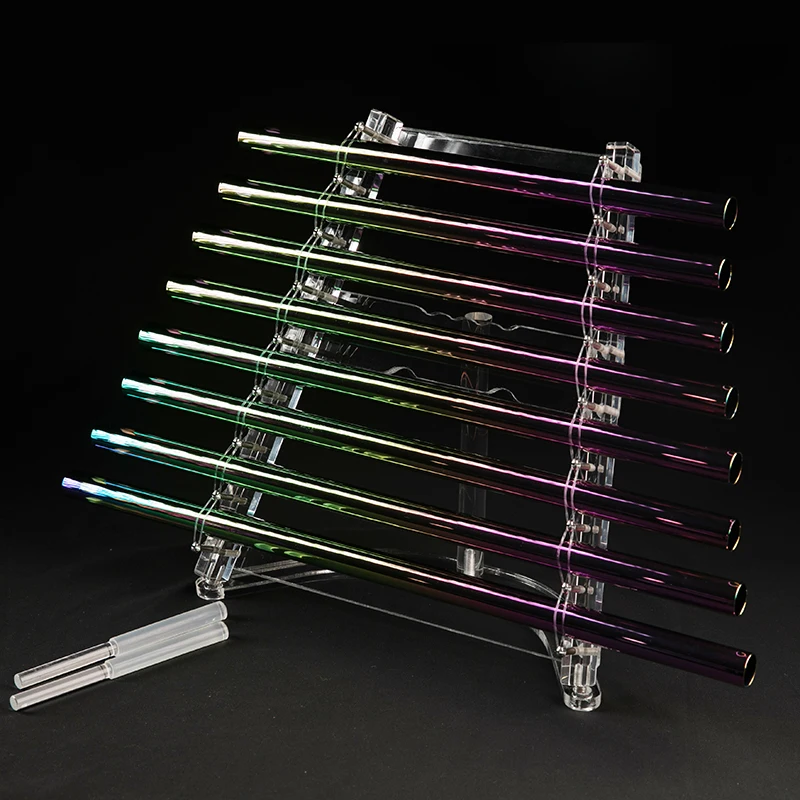 Crystal Harp Transparent Colorful Eight Pipes Eight Tones Yoga Meditation Stress Release Instrument Free Suitcase
