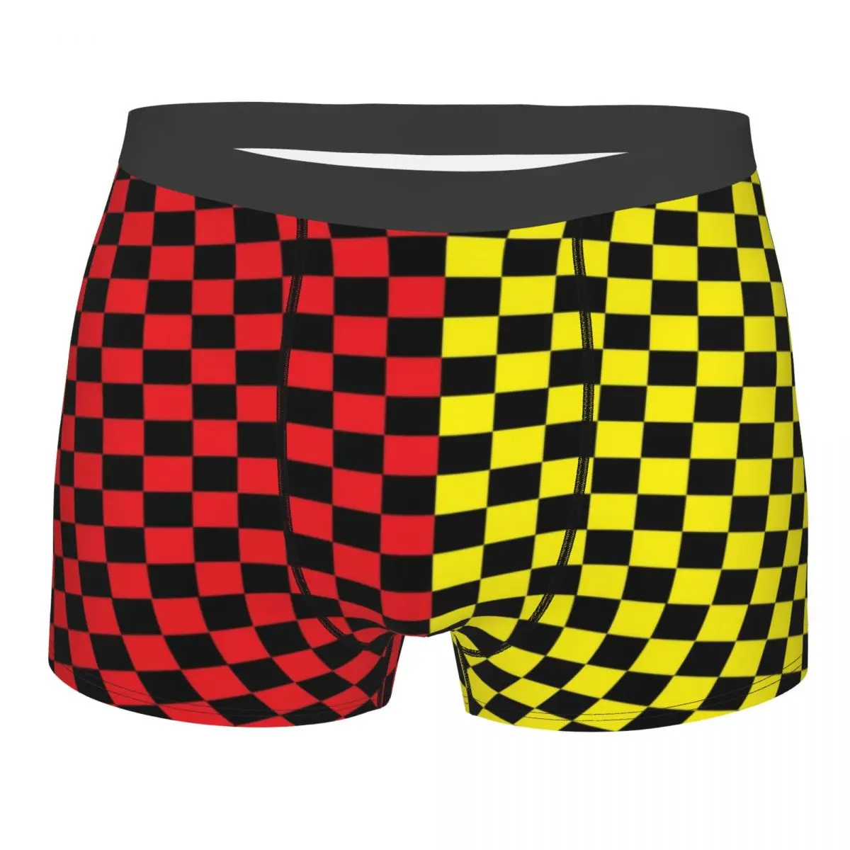 Checkerboard Red And Yellow And Black Checkered Pattern Boxer Shorts Men 3D Print Male Stretch Underwear Panties Briefs