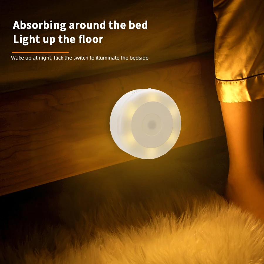 LED Motion Sensor Night Light, USB Recarregável, Lâmpada para Cozinha, Armário, Roupeiro, Escada, Sem Fio, Armário