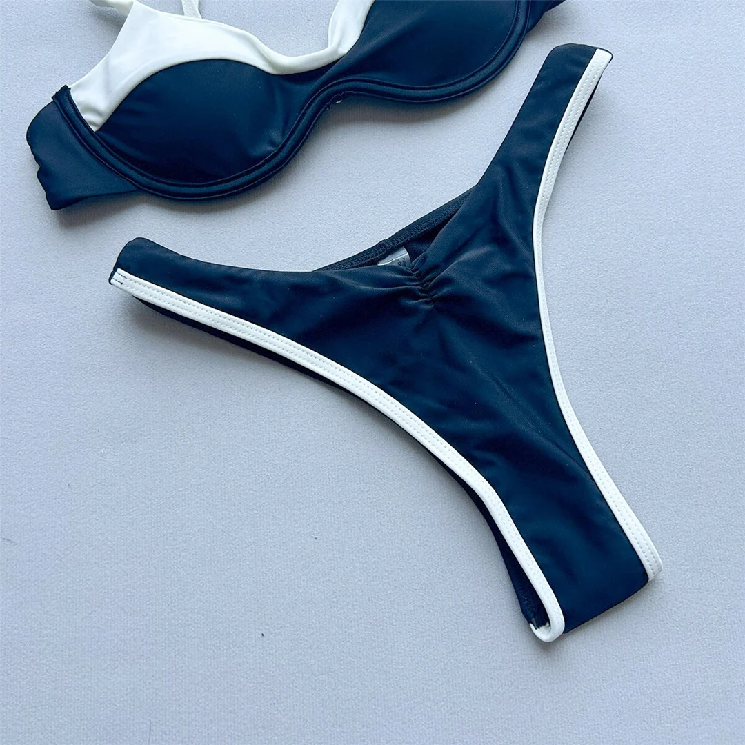 Splicing-Bikini mit Bügel, Damen-Badeanzug, zweiteiliges Bikini-Set, brasilianischer Badeanzug mit Polsterung, Badebekleidung, Schwimmbekleidung V8457 – Detail 7