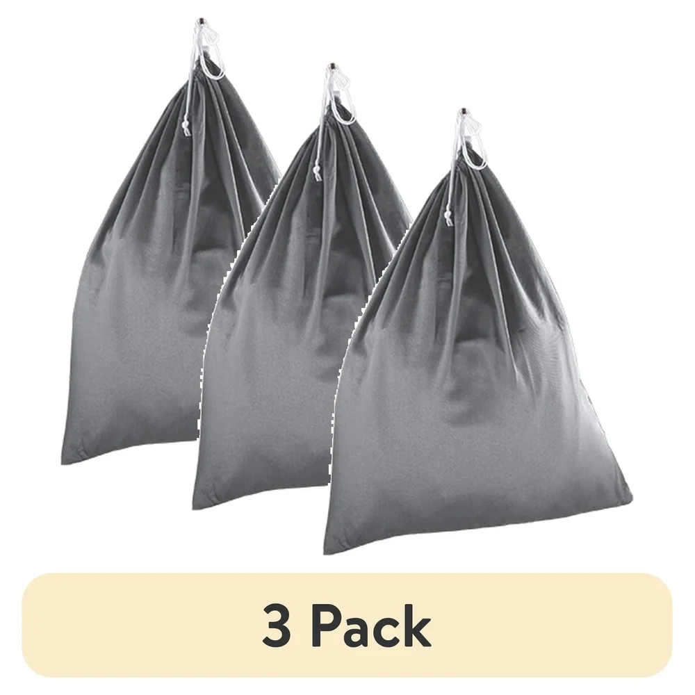 

3 Pack Durable Polyester Cotton Laundry Bags Sturdy Drawstring Easy Transport Storage Large Capacity Laundry Hamper